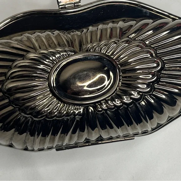 Metallic Chrome Silver Gray Diamond Rhinestone Hard Shell Metal Bag Chain Strap - Picture 12 of 16